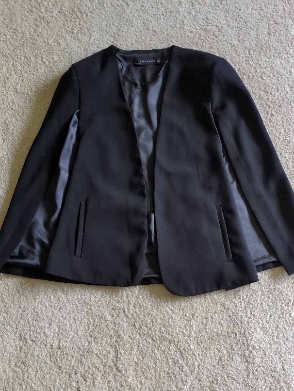 Zara Women's Black Open-Front Cape Blazer (Please Read Description) - Picture 9 of 12